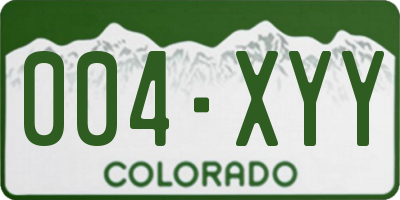 CO license plate 004XYY