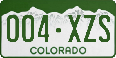 CO license plate 004XZS
