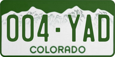 CO license plate 004YAD
