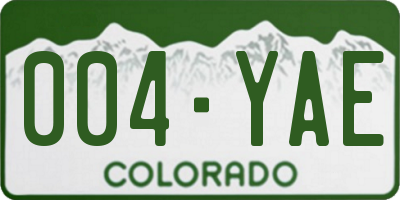 CO license plate 004YAE
