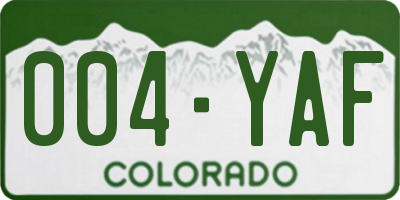 CO license plate 004YAF