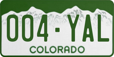 CO license plate 004YAL