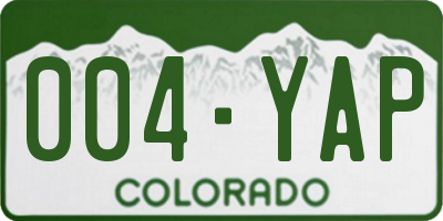 CO license plate 004YAP