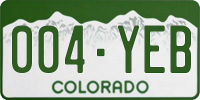 CO license plate 004YEB