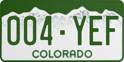 CO license plate 004YEF