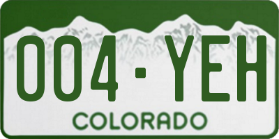 CO license plate 004YEH