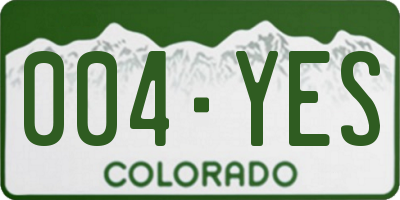 CO license plate 004YES