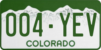 CO license plate 004YEV