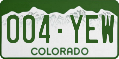 CO license plate 004YEW