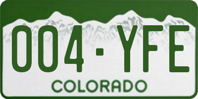 CO license plate 004YFE