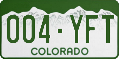 CO license plate 004YFT