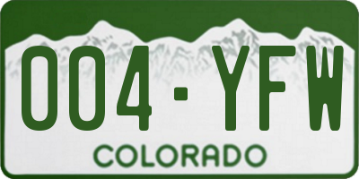 CO license plate 004YFW