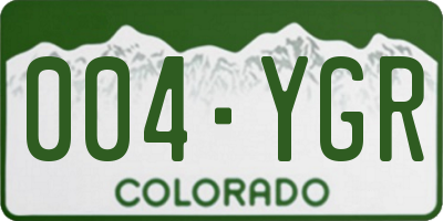 CO license plate 004YGR