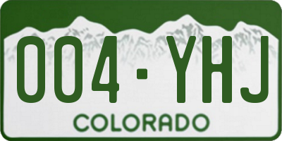 CO license plate 004YHJ