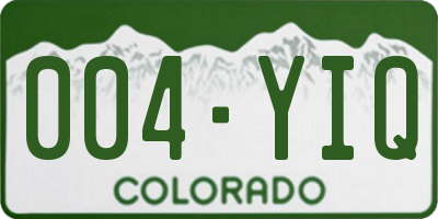 CO license plate 004YIQ