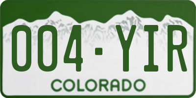 CO license plate 004YIR