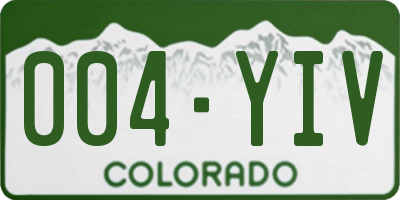 CO license plate 004YIV