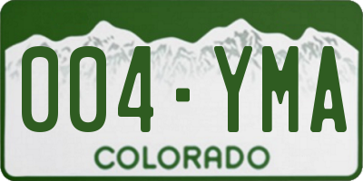 CO license plate 004YMA