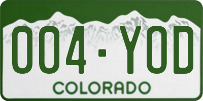 CO license plate 004YOD