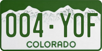 CO license plate 004YOF