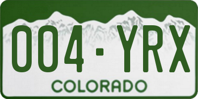 CO license plate 004YRX