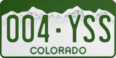 CO license plate 004YSS