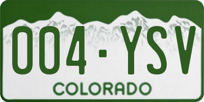 CO license plate 004YSV