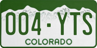 CO license plate 004YTS