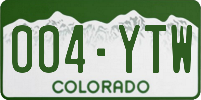 CO license plate 004YTW