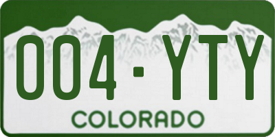CO license plate 004YTY