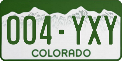 CO license plate 004YXY