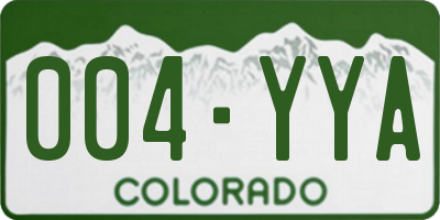 CO license plate 004YYA