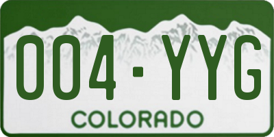 CO license plate 004YYG