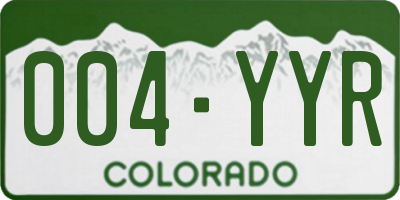 CO license plate 004YYR