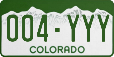 CO license plate 004YYY