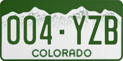 CO license plate 004YZB