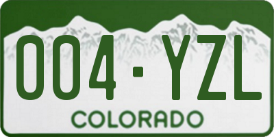 CO license plate 004YZL