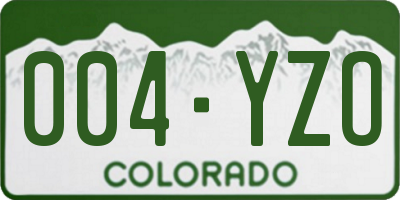 CO license plate 004YZO