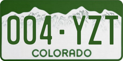 CO license plate 004YZT
