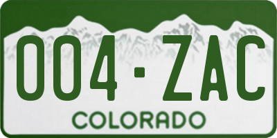 CO license plate 004ZAC