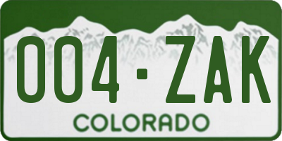 CO license plate 004ZAK