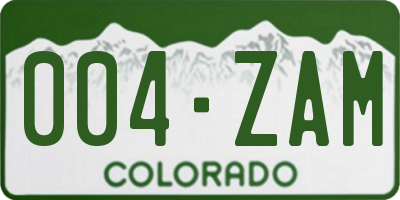 CO license plate 004ZAM