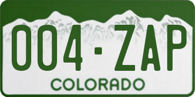 CO license plate 004ZAP