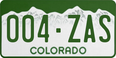 CO license plate 004ZAS