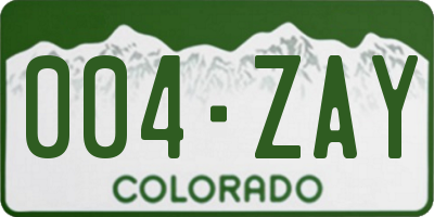 CO license plate 004ZAY