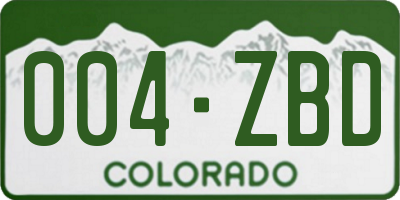 CO license plate 004ZBD