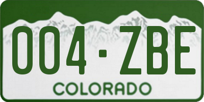 CO license plate 004ZBE