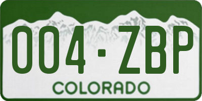 CO license plate 004ZBP