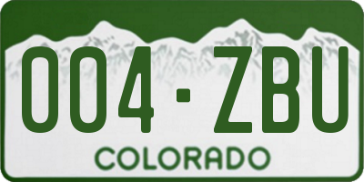CO license plate 004ZBU