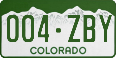 CO license plate 004ZBY